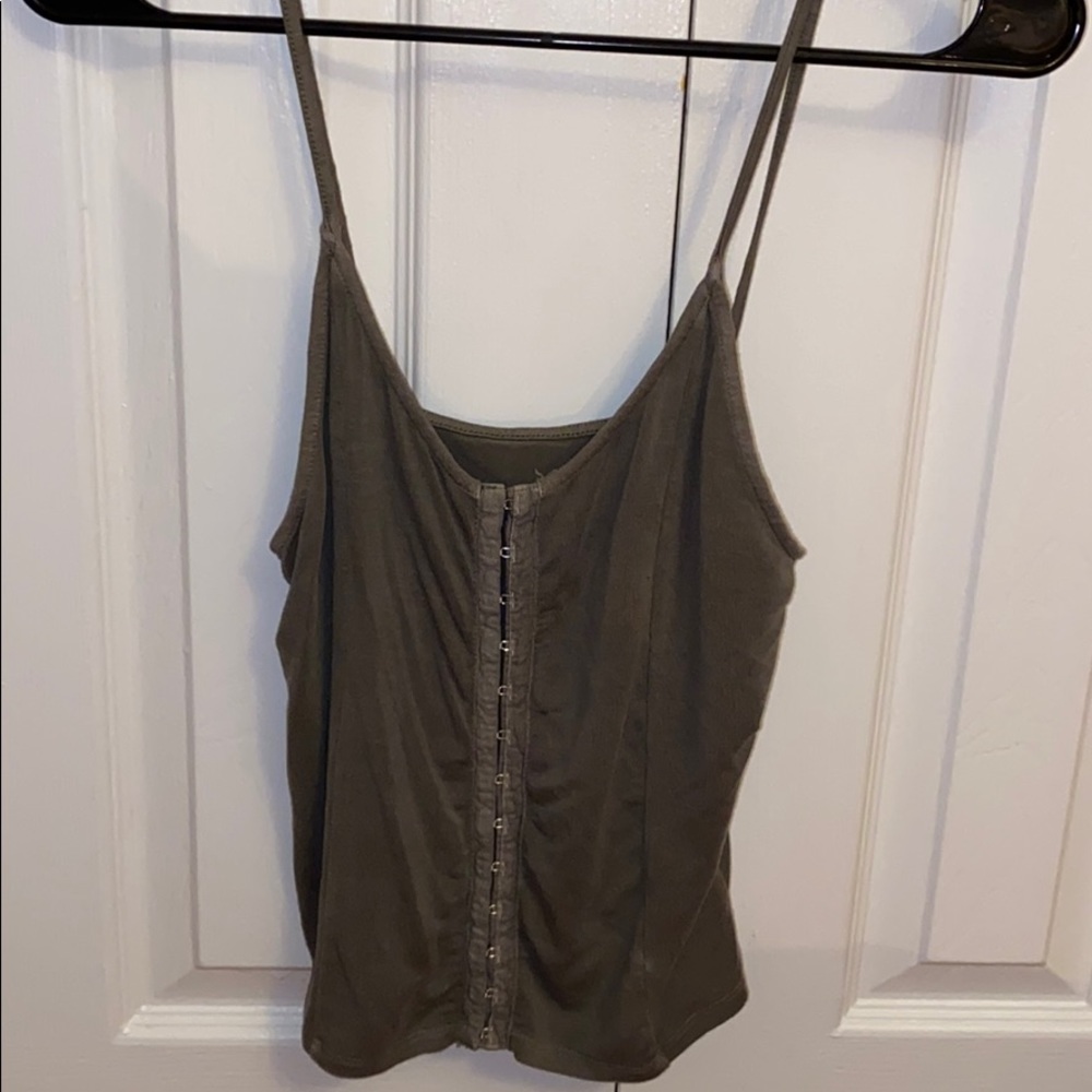 Dark green latch up tank top